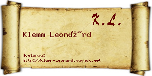 Klemm Leonárd névjegykártya
