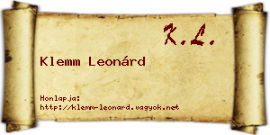 Klemm Leonárd névjegykártya