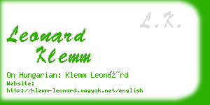 leonard klemm business card